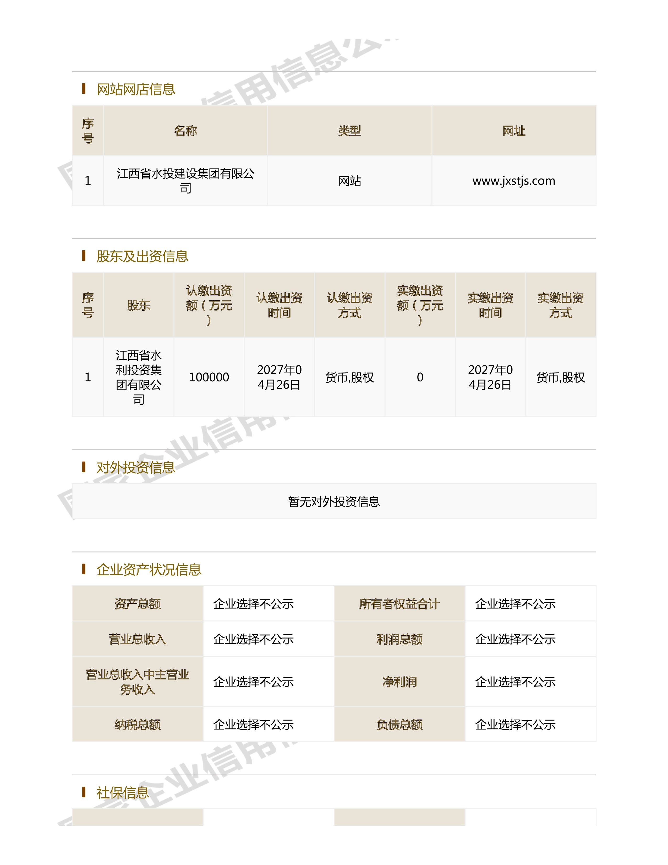 江西省水利水電開(kāi)發(fā)有限公司（原建設(shè)集團(tuán)）報(bào)告